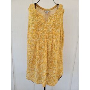NWT Croft & Barrow 3X Tunic Top Pintuck Sleeveless Blouse Yellow Floral Shirt